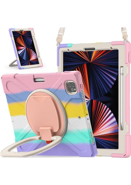 iPad Pro 12.9 2021 Renkli Pembe Kılıf (Yurt Dışından)