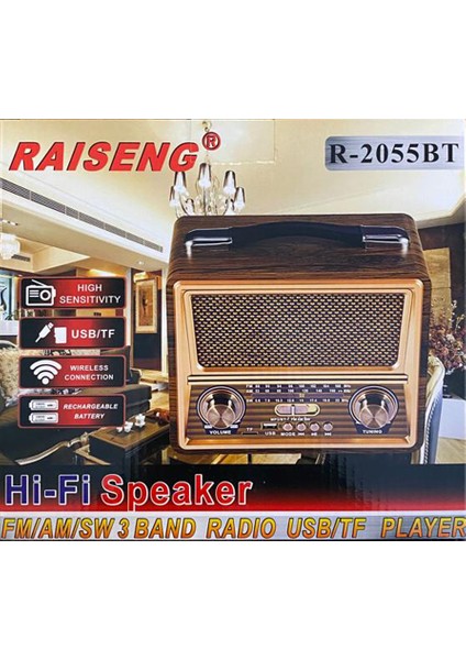 Raıseng R-2055BT Retro Klasik Tasarım Bluetooth Hoparlör - Speaker