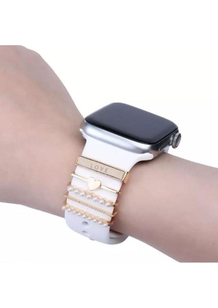 Easy Idea Apple Watch Uyumlu Love Yazılı Kordon Aksesuar/charm Gold Renkli