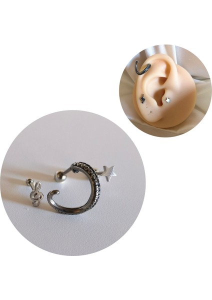 Cerrahi Çelik Yaz Akşamı Melodisi Piercing Set- 3 Adet - 6 mm