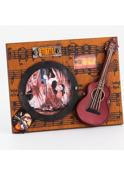 Dekoratif Metal Çerçeve Gitar Dekorlu