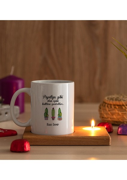 Kişiye Özel Içimi Kaktüse Çevirdiler Ahşap Altlıklı Mumlu Beyaz Kupa Bardak modelleri