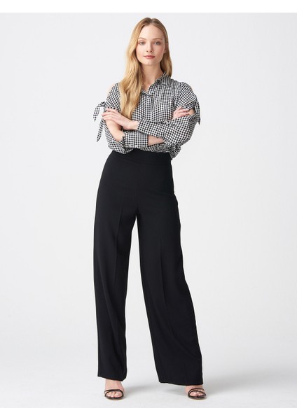 7535 Paçası Bol Pantolon-Siyah