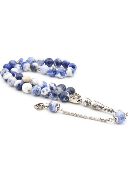 Hakiki Doğal Sodalit Tesbih 1.kalite Iri Boy 10 mm