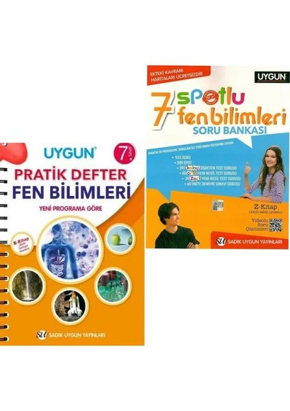 Sadık Uygun Yayınları 7. Sınıf Fen Bilimleri Spotlu Soru Bankası + 7. Sınıf Fen Bilimleri Pratik Defter (Spiralli)