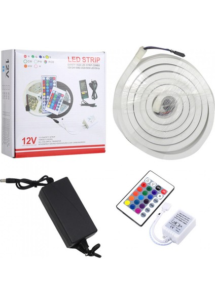 Neon Şerit LED Işık 3 Çip Rgb 5 Metre Kumandalı 220V Star