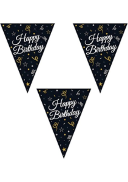 Pırıltılı Happy Bırthday Teması Bayrak Afiş