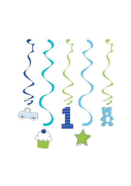 1 Yaş Erkek Teması Sarkaçlı Tavan Süs 5 Adet