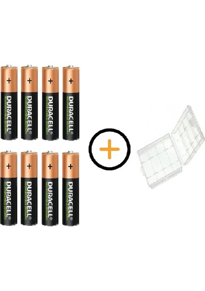 2500 Mah Şarjlı Aa Kalem Pil 8'li + Pil Kutusu