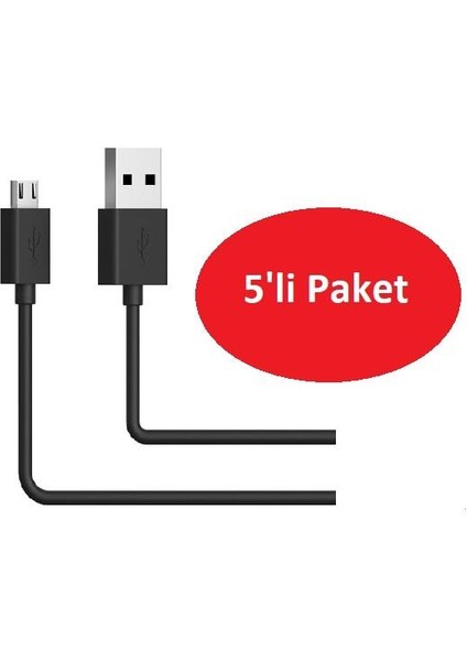 2.4A DAKSC0011-B Mikro USB Şarj Kablo - Siyah 5'li Paket