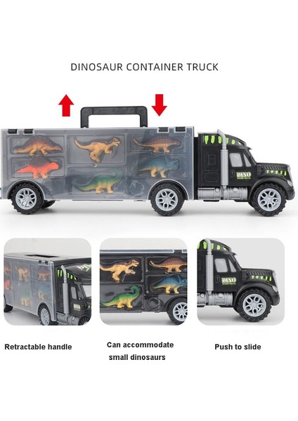 Çocuklar Dıy Dinozor Konteyner Kamyon Modeli Oyuncak Seti Siyah (Yurt Dışından)