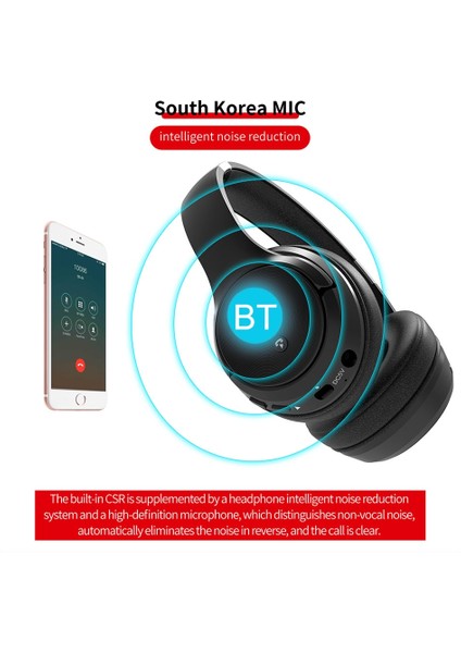 B36 Katlanır Kafa Bluetooth Stereo Müzik Kulaklık (Siyah) (Yurt Dışından)