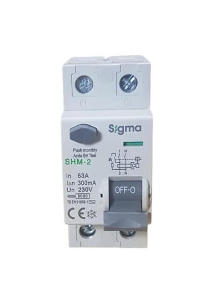 2X63A 300MA Kaçak Akım Rölesi Sigma