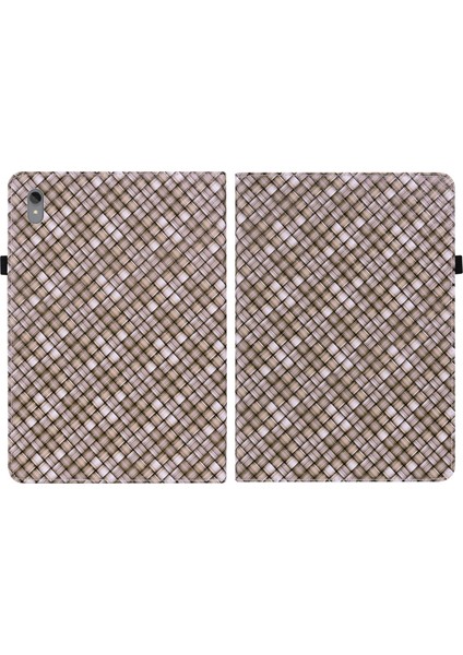 Lenovo Tab P11 TB-J606F Için Dokuma Deri Kılıf - Kahverengi