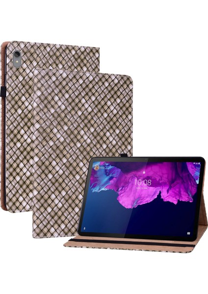 Lenovo Tab P11 TB-J606F Için Dokuma Deri Kılıf - Kahverengi fiyatları