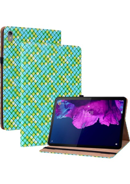 Lenovo Tab P11 TB-J606F Için Dokuma Deri Kılıf - Yeşil