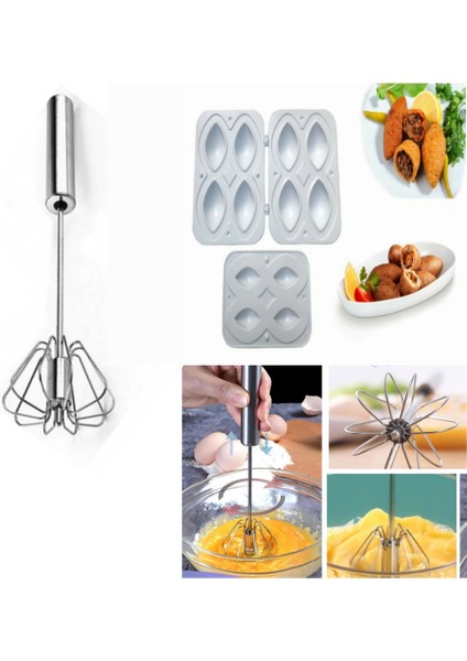 Içli Köfte Yapma Aparatı Kalıbı ve Basmalı Çırpıcı Set