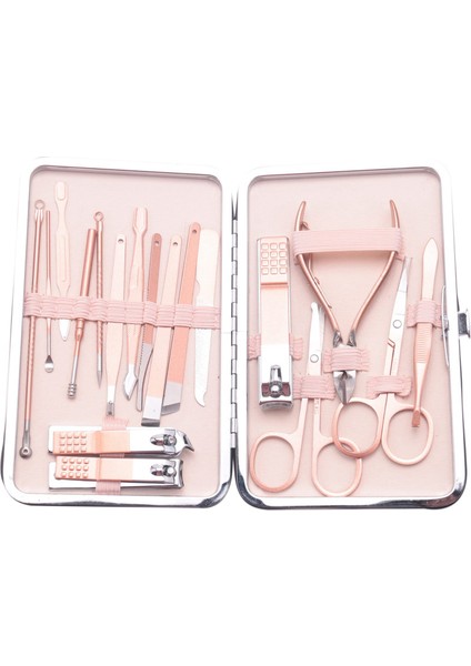 18 Adet/Takım Gül Altın Paslanmaz Nail Art Araçları Kitleri Çelik Tırnak Makası Kesici Giyotin Kulak Seçim Bakım Seti Manikür Seti Pedikür Ayak Aletleri