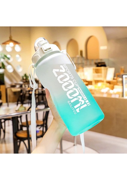 2000ML Gradyan Rengi Büyük Kapasiteli Spor Su Bardağı Yeşil Beyaz (Yurt Dışından)