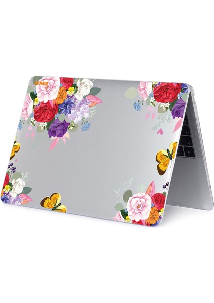 MacBook Pro 15.4 Inç A1707 Için Enkay Çiçek Kılıf Mor