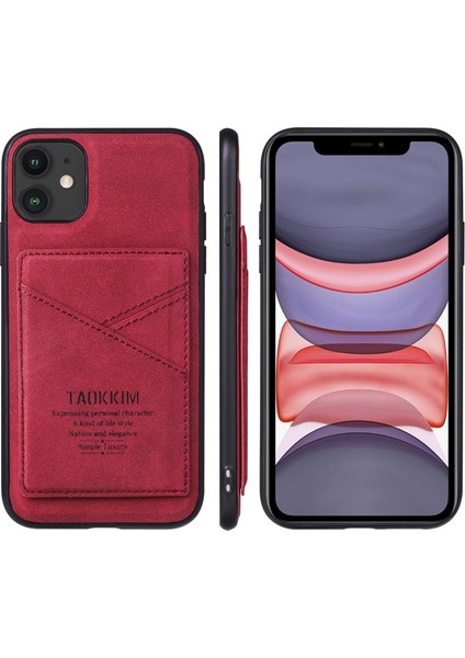 Apple Iphone 11 Için Kart Yuvalı Tpu Telefon Kılıfı - Kırmızı (Yurt Dışından)