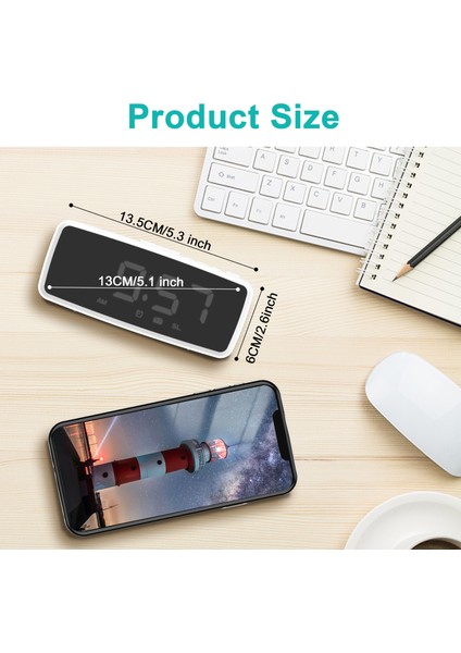 5.1'' Dijital Alarmlı Saatli Radyo, Aynalı Çalar Saat, (Yurt Dışından) fiyatları