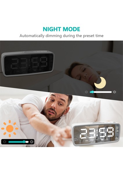 5.1'' Dijital Alarmlı Saatli Radyo, Aynalı Çalar Saat, (Yurt Dışından) fırsatları