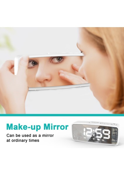 5.1'' Dijital Alarmlı Saatli Radyo, Aynalı Çalar Saat, (Yurt Dışından) indirimleri