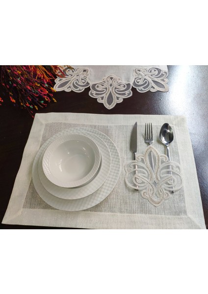 4 Adet Viento Model Simli Keten Amerikan Servis ve Runner Seti