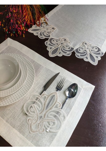 4 Adet Viento Model Simli Keten Amerikan Servis ve Runner Seti fırsatları