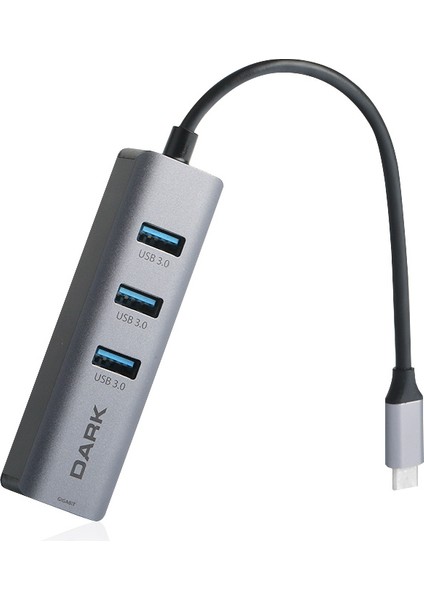 USB3.1 Type C - 3 x USB3.0 HUB ve 1 x Gigabit Ethernet (DK-AC-U31X3GL)