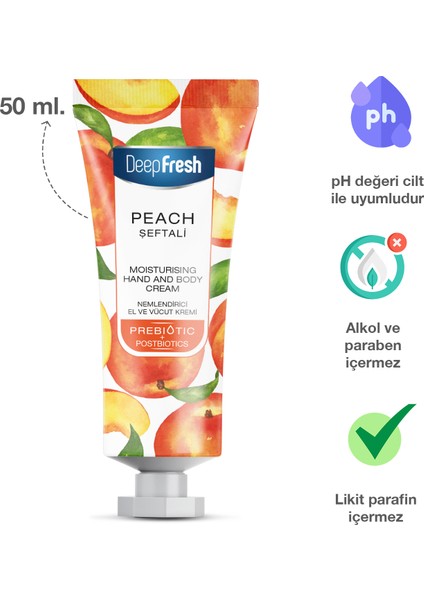 Prebiyotik Nemlendirici El ve Vücut Kremi Şeftali 50 ml