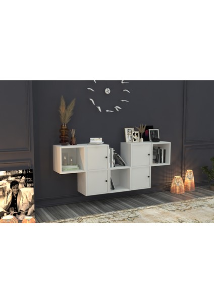 Rafli Kapakli Duvar Rafi Beyaz 170 cm DVR-1115-Ç