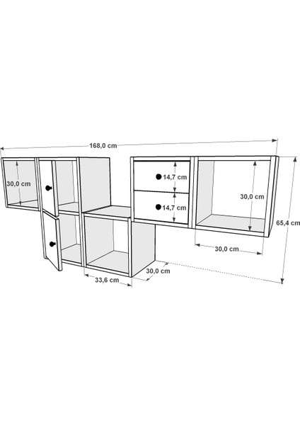 Rafli Kapakli Çekmeceli Duvar Rafi Beyaz 170 cm DVR-1110-Ç fiyatları