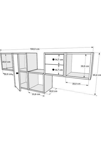 Rafli Dolapli Çekmeceli Duvar Rafi Beyaz 170 cm DVR-1109-Ç fiyatları