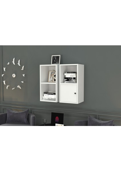 Kitaplikli Kapakli Duvar Rafi Beyaz 70 cm DVR-1053-Ç fiyatları