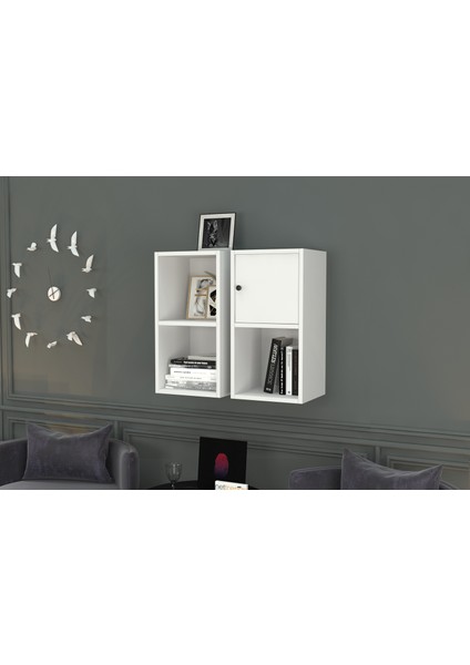 Kitaplikli Kapakli Duvar Rafi Beyaz 70 cm DVR-1054-Ç fiyatları