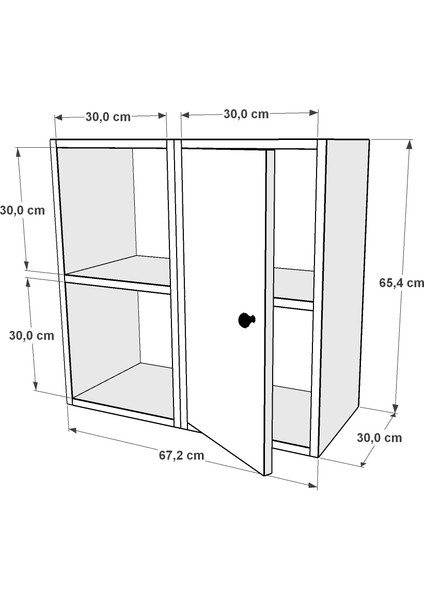 Kitaplikli Dolapli Duvar Rafi Beyaz 70 cm DVR-1055-Ç modelleri