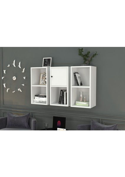 Kitaplikli Kapakli Duvar Rafi Beyaz 100 cm DVR-1061-Ç fiyatları