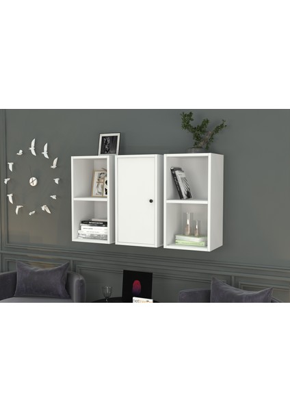 Kitaplikli Dolapli Duvar Rafi Beyaz 100 cm DVR-1062-Ç fiyatları