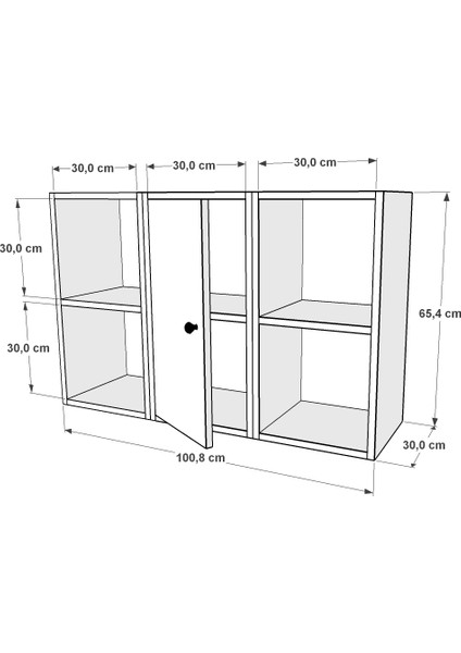 Kitaplikli Dolapli Duvar Rafi Beyaz 100 cm DVR-1062-Ç modelleri