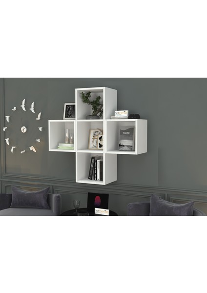 Kitaplikli Duvar Rafi Beyaz 100 cm DVR-1079