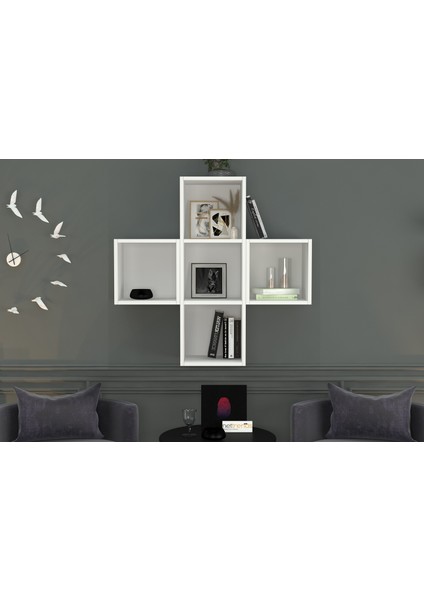 Kitaplikli Duvar Rafi Beyaz 100 cm DVR-1079