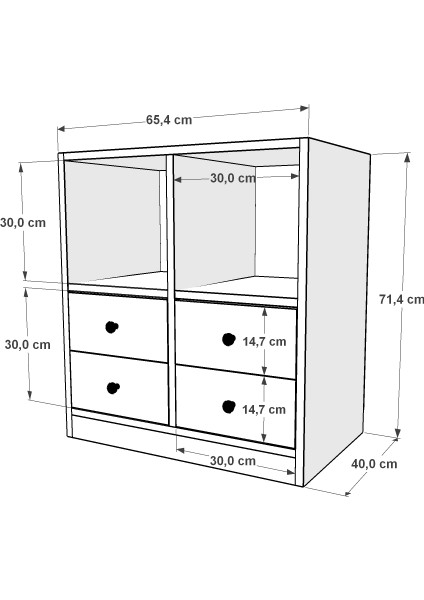 Rafli Çekmeceli Sifonyer Beyaz 65 cm SFN-1003-Ç fiyatları