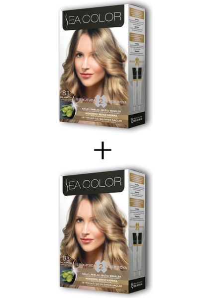 Sea Color 2x2 Tüp Krem Saç Boyası Seti Bal Köpüğü No:8.3