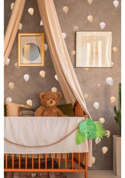 Soft Kahve Tonlarda Uçan Balonlar Çocuk Odası Dekorasyon Sticker Seti fiyatları