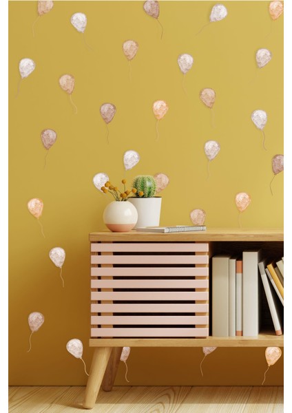 Soft Kahve Tonlarda Uçan Balonlar Çocuk Odası Dekorasyon Sticker Seti fırsatları