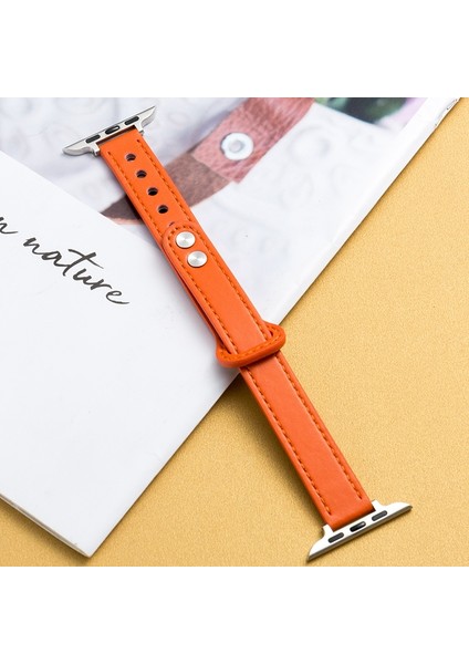 Deri Apple Watch Uyumlu Serisi 7 41MM Için Çift Toka Askı