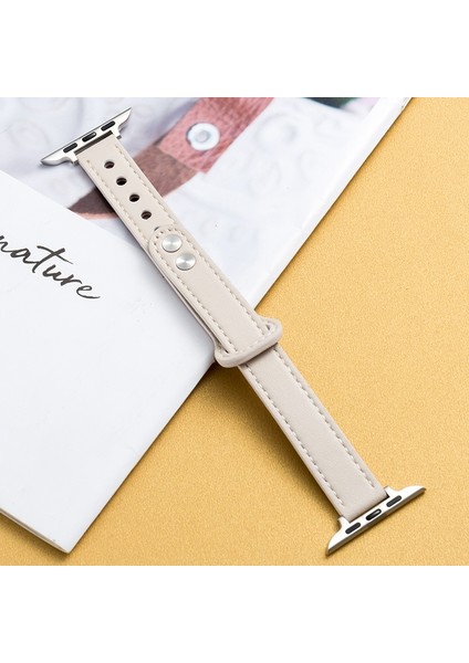 Deri Apple Watch Uyumlu Serisi 7 41MM Için Çift Toka Askı