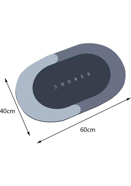 Diatomit 3.5 mm Kauçuk Kaymaz Taban Süper Emici Abdest Banyo Paspası Diyatom Paspas 40X60 cm